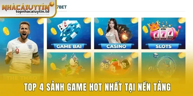 Top 4 sảnh game hot nhất tại nền tảng